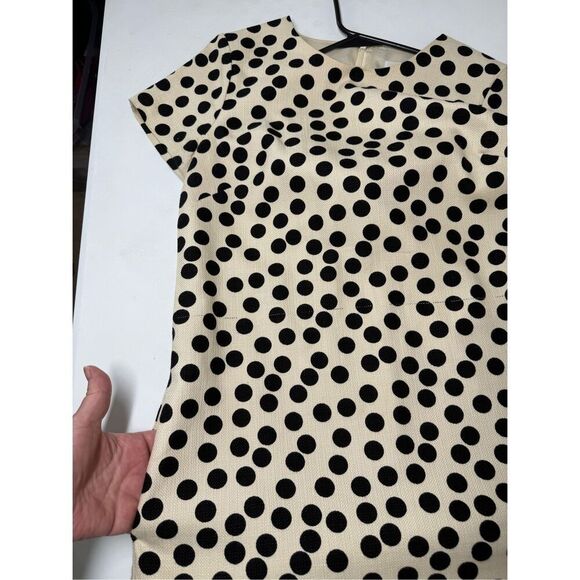 J. Crew Dress Black & Cream Classic Polka Dot Sheath Dress Size 6 Cotton Blend - Picture 9 of 10